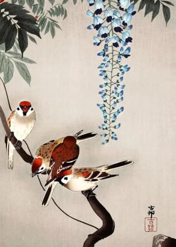 WSJIJY Leinwanddruck Chinesische Vintage-Poster Mit Ginkgo-Blume Vogel Pflanze Kunst Leinwand Landschaft Wandgemälde Drucke Bild Für Wohnzimmer Heimdekoration 50 X 70 cm OHN von WSJIJY
