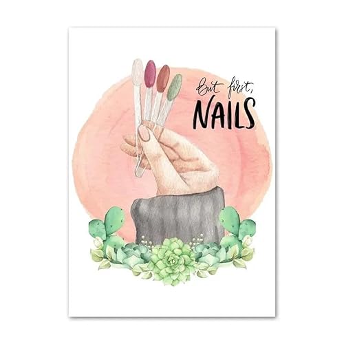 WSJIJY Leinwanddruck Mode Nagellack Blumen Poster Und Drucke Wandkunst Maniküre Schönheitssalon Leinwand Malerei Moderne Mädchenzimmer Wohndekoration 30X45Cm Kein Rahmen von WSJIJY