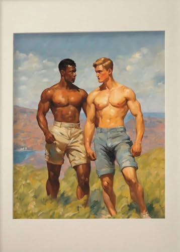 WSJIJY Leinwanddruck Muskulöser Mann Schwuler Männlicher Körper Kuss Waldspaziergang Posterdruck Wandkunst Bilder Leinwandgemälde Zimmer Schlafzimmer Heimdekoration 30 X 4 von WSJIJY