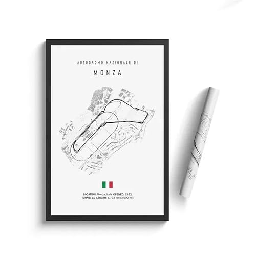 WSJIJY Leinwanddruck Schwarz-Weißes Retro-Poster „Formel 1 Imola Monaco Monza Circuit“ Hochauflösendes Leinwand-Poster Heimdekoration 15 X 20 cm Ohne Rahmen von WSJIJY