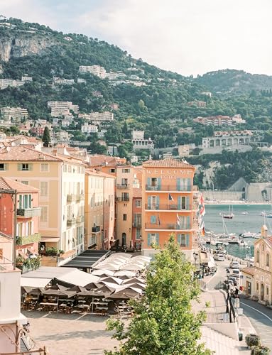 WSJIJY Leinwanddruck Vintage-Gemälde Pariser Architektur Landschaft Blaue Türen Und Rote Wand Poster Leinwandgemälde Wandkunst Bilder Heimdekoration 50 X 70 cm Ohne Rahmen von WSJIJY