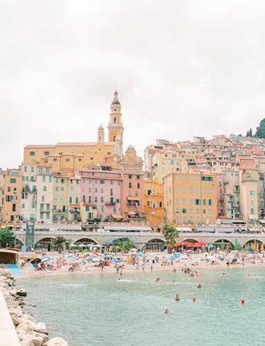WSJIJY Leinwanddruck Vintage-Gemälde Pariser Architektur Landschaft Blaue Türen Und Rote Wand Poster Leinwandgemälde Wandkunst Bilder Heimdekoration 50 X 70 cm Ohne Rahmen von WSJIJY