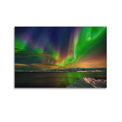 Aurora-Poster, bunte Nordlichter, dekorative Leinwand, Wand- und Kunstposter, Malerei, 30 x 45 cm von WSLS