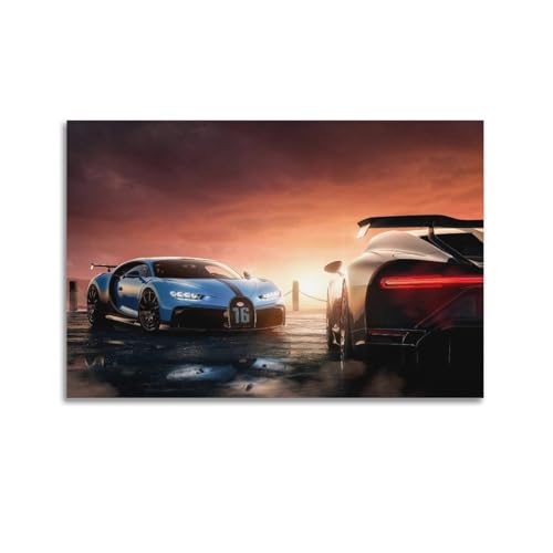 Hypercar Poster für Bugatti Chiron Sportwagen, Superauto, dekorative Leinwand, Wand- und Kunstposter, Malerei, 40 x 60 cm von WSLS