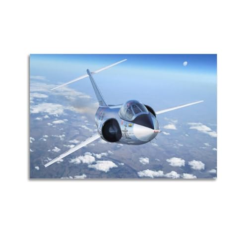 Militärflugzeug-Poster Lockheed F-104 Starfighter Dekorative Leinwand Wand & Kunst Poster Gemälde 60 x 90 cm von WSLS