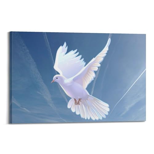 Poster mit Tiervögeln, Heilige Friedenstaube, dekorative Leinwand, Wand- und Kunstposter, Gemälde, 50 x 75 cm von WSLS