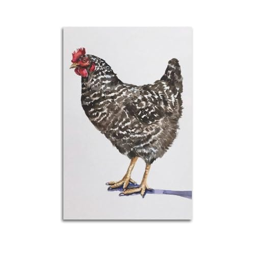 Tierposter Bauernhof Huhn dekorative Leinwand Wand & Kunst Poster Gemälde 30 x 45 cm von WSLS