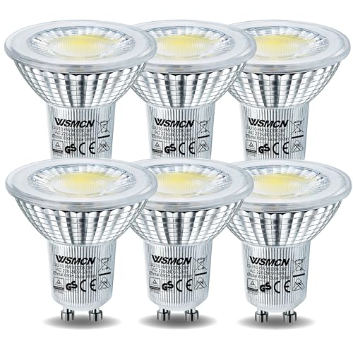 WSMCN GU10 LED Lampen 6W, Kaltweiß 6000K PAR16 Classic Reflektorlampe, 6er-Pack, 690 Lumen Birne Ersetzt 80W Halogen Leuchtmittel, AC 230V, Flimmerfrei 38 ° Abstrahlwinkel Strahler, Nicht Dimmbar von WSMCN