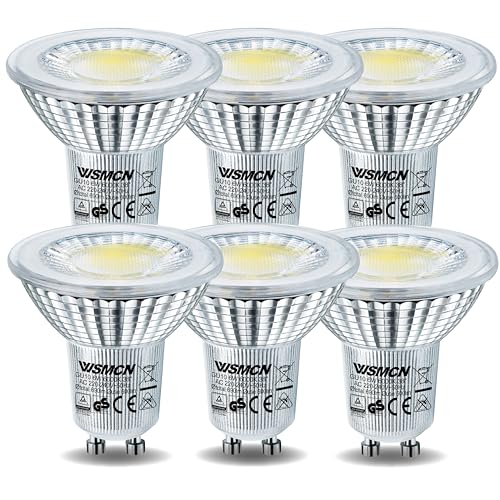 WSMCN GU10 LED Kaltweiß Lampe, 6W Ersetzt 80W Halogen Leuchtmittel, 690 Lumen 6000K Reflektorlampe, AC 230V Flimmerfrei Strahler, 38 Grad Abstrahlwinkel LED Spot, Nicht Dimmbar Birnen, 6 Stücke von WSMCN