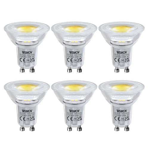 WSMCN GU10 LED Neutralweiß Lampe, 3.5W Ersetzt 50W Halogen Leuchtmittel, 4000K 385 Lumen Reflektorlampe, AC 230V Flimmerfrei Strahler, 38° und 360°Abstrahlwinkel Spot, Nicht Dimmbar Birnen, 6 Stücke von WSMCN