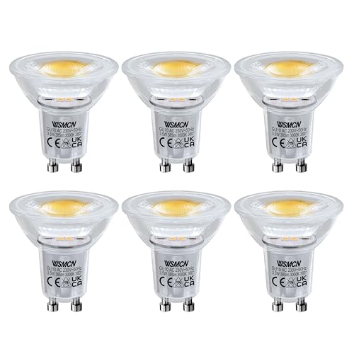 WSMCN GU10 LED Lampe, 3.5w Ersetzt 50W Halogenlampen, Warmweiss 3000K PAR16 LED Birnen, 385 Lumen Nicht Dimmbar Reflektorlampe 38°Spot, Flimmerfrei mit 360°Abstrahlwinkel Leuchtmittel, 6er-Pack von WSMCN