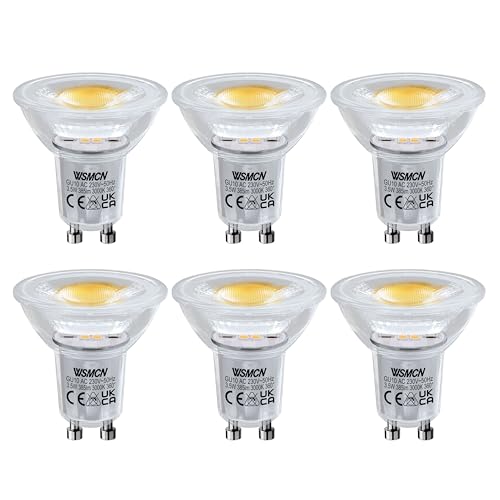 WSMCN GU10 LED Warmweiß Lampe, 3.5W Ersetzt 50W Halogen Leuchtmittel, 3000K 385lm Reflektorlampe, AC 230V Flimmerfrei Strahler, 38° LED Spot und 360°Abstrahlwinkel Birnen, Nicht Dimmbar, 6 Stücke von WSMCN