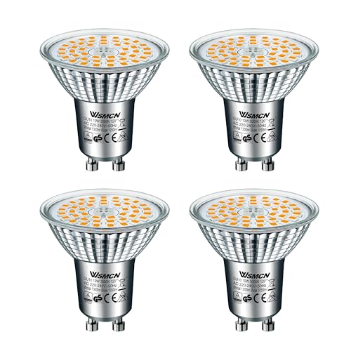 WSMCN GU10 LED Warmweiß Lampe, 10W Ersetzt 140W Halogen Leuchtmittel, 1050 Lumen 3000K Reflektorlampe, AC 230V Flimmerfrei Strahler, 120°Abstrahlwinkel Spot, Nicht Dimmbar Birnen, 4 Stücke von WSMCN
