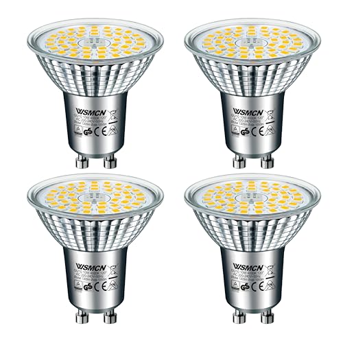 WSMCN GU10 LED Neutralweiß Lampe, 10W Ersetzt 140W Halogen Leuchtmittel, 1050 Lumen 4000K Reflektorlampe, AC 230V Flimmerfrei Strahler, 120°Abstrahlwinkel Spot, Nicht Dimmbar Birnen, 4 Stücke von WSMCN