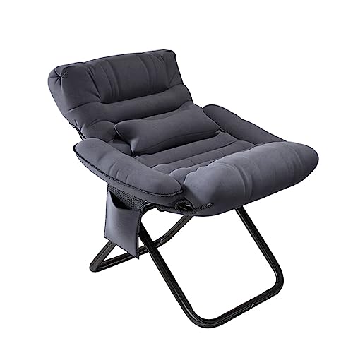 WSMYGS Schaukelstuhl, Lazy Chair mit, moderner klappbarer Loungesessel mit Kopfstützen und Seitentasche, Lounge-Sofa-Liegestuhl für Schlafzimmer//Wohnzimmer von WSMYGS
