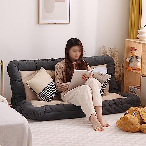 WSMYGS Schaukelstuhl, umwandelbares Futon-Schlafsofa, Loveseat-Futon-Couch aus Baumwollleinenstoff mit Memory-Schaum, 5-Block-Verstellung der Rückenlehne, kleines Liegesofa für kompakte Wohnräume von WSMYGS