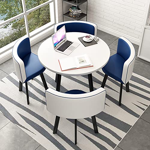 WSMYGS Table Chairs Set Dining Table with 4 Chairs Set, Round Coffee Table Chair Set, Business Table Chair Combination, Shops Meetings Small Round Tables Office Conference Tables 80cm M von WSMYGS