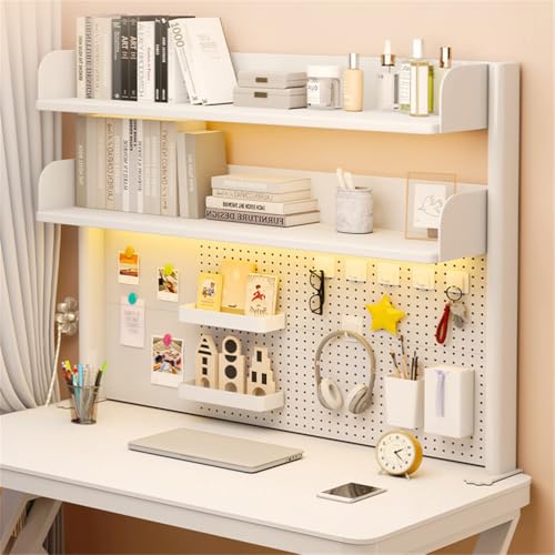 WSNCXFW Klemmbares Schreibtisch-Organizer-Regal mit Stecktafel, Mehrzweck-Arbeitsplatten-Ständer, Bücherregal, Schreibtisch-Aufbewahrungsregale, für den Gaming-Schreibtisch,Weiß,60cm/23.6in von WSNCXFW