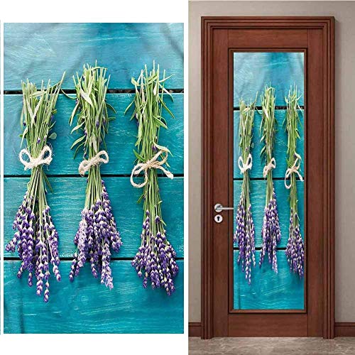 LuSeven 3D Tür Aufkleber für Schlafzimmer Küche Toilette Modern einfach Pflanze Lavendel 50x125cm Türtapete Wandbild Selbstklebend PVC Türfolie TürPoster Fototapete Wasserdicht Abnehmbar Wohnzimmer Sc von WSNDZDM