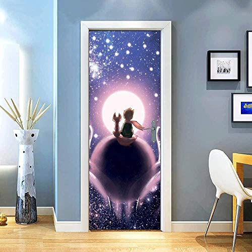 LuSeven Türtapete Anime Sternenhimmel Prinz Planet Mond 40x120cm 3D Türaufkleber Türtapete selbstklebend TürPoster Selbstklebende 3D Tür Wandbilder aufkleber Diy Tapete Türtapete selbstklebend von WSNDZDM