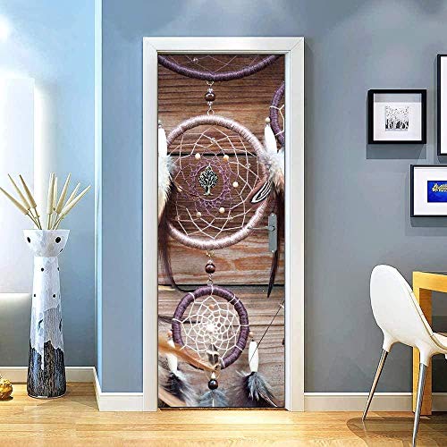 LuSeven fototapete Weinlese Holzbrett Traumfänger Feder 80x200cm Türtapete Türposter selbstklebend 3D Türaufkleber Türfolie Türposter Türtapete Selbstklebend Türfolie Türposter Selbstklebend von WSNDZDM
