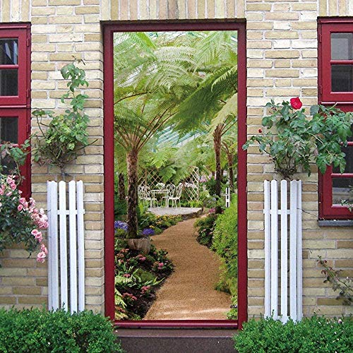 LuSeven fototapete selbstklebend kinderzimmer Grün Pflanze Blume Garten Landschaft 50x125cm Türtapete selbstklebend TürPoster - Fototapete Türfolie Poster Tapete Meer Aufkleber DIY Selbstklebende Wand von WSNDZDM