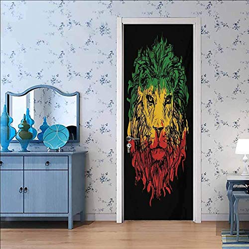 LuSeven türtapete selbstklebend Farbe Graffiti Tier Löwe 90x200cm 3D-Türkunst, abnehmbare Türabziehbilder, selbstklebendes Türwandbild, Türaufkleber für Raumdekor LuSeven türtapete selbstklebend Farbe Graffiti Tier Löwe 90x200cm 3D-Türkunst, abnehmbare Türabziehbilder, selbstklebendes Türwandbild, Türaufkleber für Raumdekor von WSNDZDM