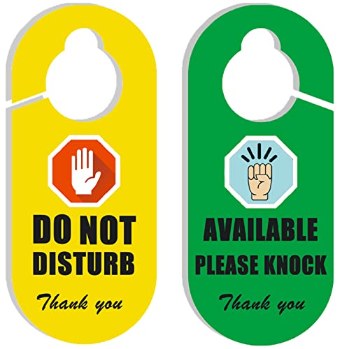 WSNIHO Do Not Disturb-Türschild, 2 Stück, Gelb und Grün, 'Do Not Disturb' und 'Available - Please Knock', PVC, Universell passend, Büro, Therapie von WSNIHO