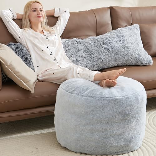 WSOFRLAC Boho-Ottomane, Wohnzimmermöbel, 66 x 45,7 cm, groß, rund, Ottomane, Fußstütze, Fußstütze mit Schaumstofffüllung, Ottomane, gefüllte Fußstütze für Couch von WSOFRLAC