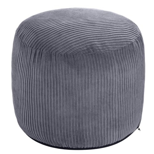 WSOFRLAC Pouf Ottomane Fußhocker Ottomane mit Schaumstoff Kleine Cord Ottomane für Wohnzimmer Ottomane Pouf 20x15 Boden Outdoor Poufs Fußstütze für Bürostuhl Dunkelgrau Fußhocker Klein von WSOFRLAC