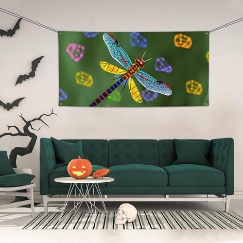 Personalisiertes Party-Banner "Happy Birthday" mit Messingösen, buntes Libellen-Banner, Party-Hintergrund, Wanddekoration, Hintergrund für Weihnachten, Hochzeit, Halloween, Partyzubehör, Größe M Personalisiertes Party-Banner "Happy Birthday" mit Messingösen, buntes Libellen-Banner, Party-Hintergrund, Wanddekoration, Hintergrund für Weihnachten, Hochzeit, Halloween, Partyzubehör, Größe M von WSOIHFEC