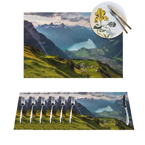Tischsets 1 Stück Abwaschbar PVC Tischsets Hitzebeständig Gewebt Platzsets Schweiz Alpen Platzsets Rutschfest Abwischbar Vinyl Tischmatten für Küche Esszimmer Tischdekoration 18 x 30,5 cm Tischsets 1 Stück Abwaschbar PVC Tischsets Hitzebeständig Gewebt Platzsets Schweiz Alpen Platzsets Rutschfest Abwischbar Vinyl Tischmatten für Küche Esszimmer Tischdekoration 18 x 30,5 cm von WSOIHFEC