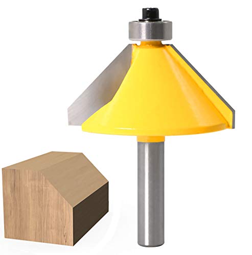 WSOOX 45 Grad Fase/Bevel Einfassung Router Bit mit 8mm Schaft, Fasefräser Nutfräser Router Bit Holzschneidewerkzeug mit Kugellager von WSOOX