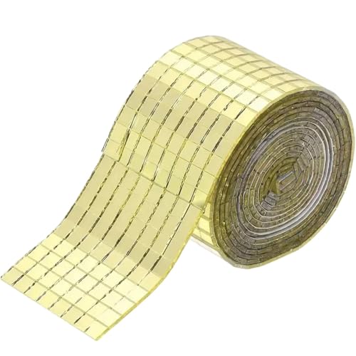 15 Rollen selbstklebende Spiegelmosaikfliesen, festes Muster, 5 x mm, mit 3D-Wandpaneelen und Discokugel-Bastelarbeiten for DIY-Dekor Für DIY Basteldekoration(Gold) von WSQHAO
