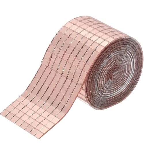 15 Rollen selbstklebende Spiegelmosaikfliesen, festes Muster, 5 x mm, mit 3D-Wandpaneelen und Discokugel-Bastelarbeiten for DIY-Dekor Für DIY Basteldekoration(Rose Gold) von WSQHAO