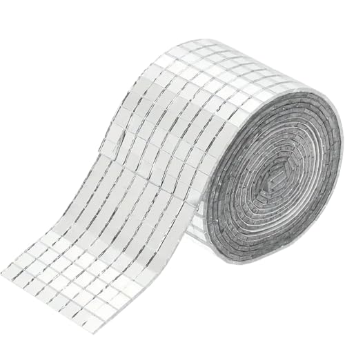 15 Rollen selbstklebende Spiegelmosaikfliesen, festes Muster, 5 x mm, mit 3D-Wandpaneelen und Discokugel-Bastelarbeiten for DIY-Dekor Für DIY Basteldekoration(Silver) von WSQHAO