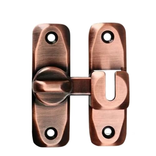2 Stück 90/180° Klapptürriegel Türschloss Diebstahlsicherung Schnallenriegel Zinklegierung Türriegel Fensterschlösser Badezimmertür Schieberiegel Für Türen(Red Bronze) von WSQHAO