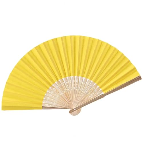 2 Stück DIY Papierfächer Hohlschnitzerei Faltfächer Erwachsene Kinder Kalligraphie Malerei Fächer Hochzeitsgeschenke Bunte Taschenfächer Für Party(Dark Yellow) von WSQHAO