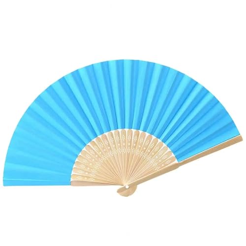 2 Stück DIY Papierfächer Hohlschnitzerei Faltfächer Erwachsene Kinder Kalligraphie Malerei Fächer Hochzeitsgeschenke Bunte Taschenfächer Für Party(Light blue) von WSQHAO
