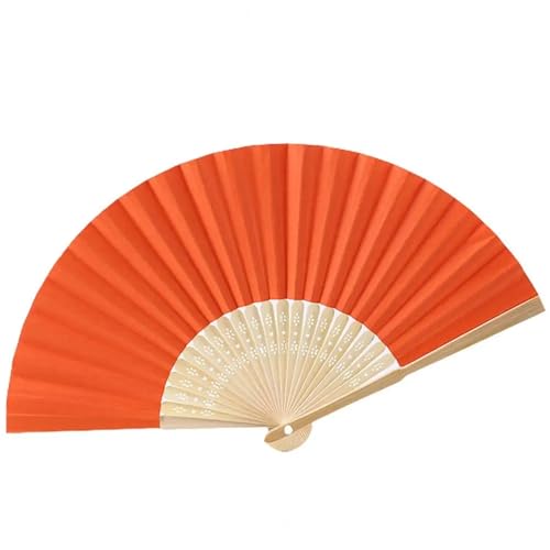 2 Stück DIY Papierfächer Hohlschnitzerei Faltfächer Erwachsene Kinder Kalligraphie Malerei Fächer Hochzeitsgeschenke Bunte Taschenfächer Für Party(Orange) von WSQHAO