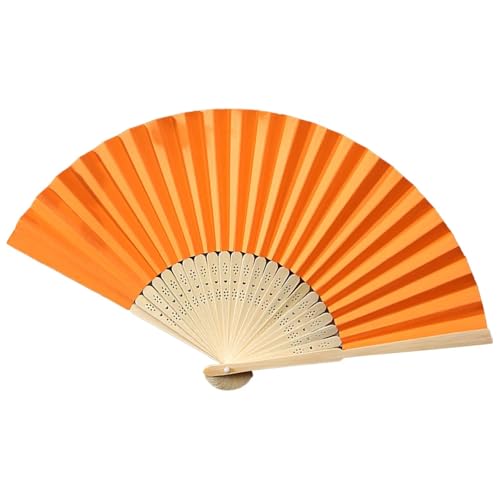 2 Stück Handfächer, Taschen-Faltfächer, einfarbig, Papierfächer, Hochzeitsfächer, DIY-Gastgeschenk for Hochzeit, Geburtstag, Sommerparty Für Party(Orange) von WSQHAO