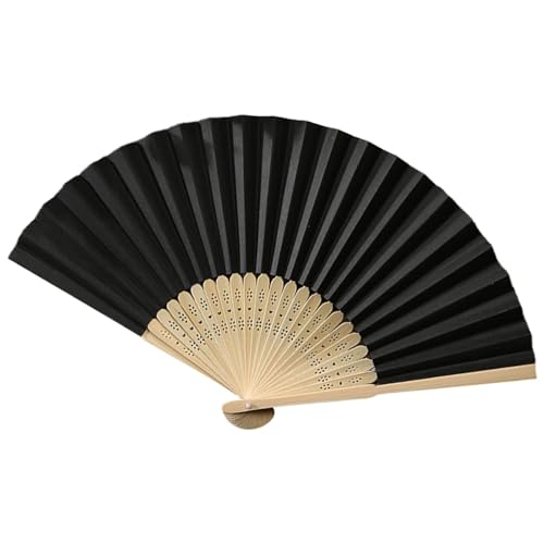 5 Stück Handfächer, Taschen-Faltfächer, einfarbig, Papierfächer, Hochzeitsfächer, DIY-Gastgeschenk for Hochzeit, Geburtstag, Sommerparty Für Party(Black) von WSQHAO