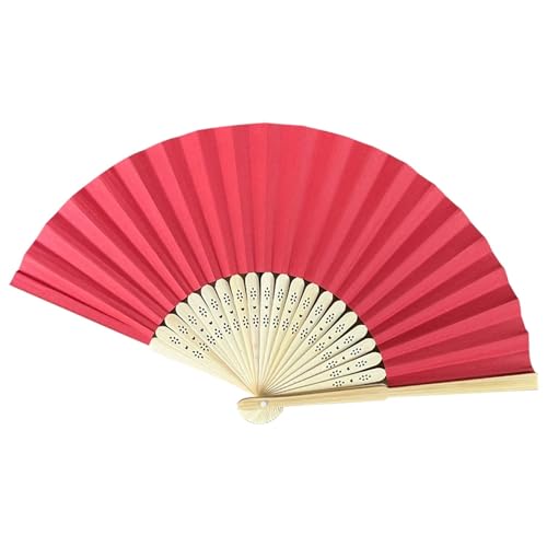 5 Stück Handfächer, Taschen-Faltfächer, einfarbig, Papierfächer, Hochzeitsfächer, DIY-Gastgeschenk for Hochzeit, Geburtstag, Sommerparty Für Party(Bright Red) von WSQHAO