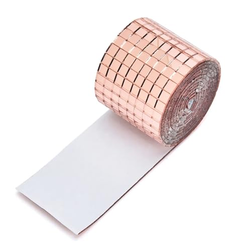 5set Disco Ball Mini Quadratische Glas Mosaik Spiegel Wand Aufkleber Dekorative Selbst-Adhesive DIY Zubehör Ein Meter 5x5 Mm Für DIY Basteldekoration(Rose Gold,30x4cm) von WSQHAO