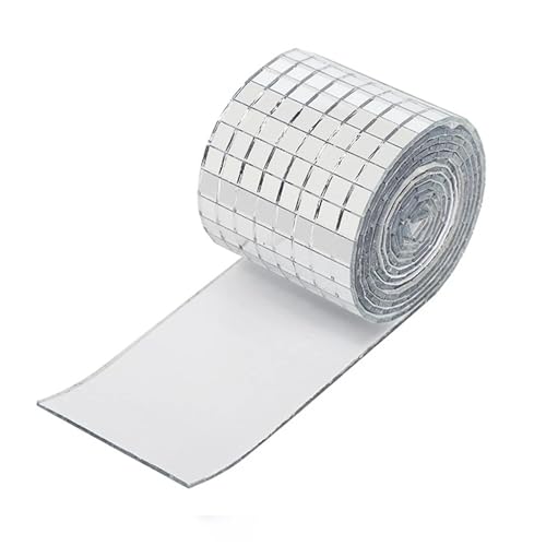 5set Disco Ball Mini Quadratische Glas Mosaik Spiegel Wand Aufkleber Dekorative Selbst-Adhesive DIY Zubehör Ein Meter 5x5 Mm Für DIY Basteldekoration(Silver,100x4cm) von WSQHAO