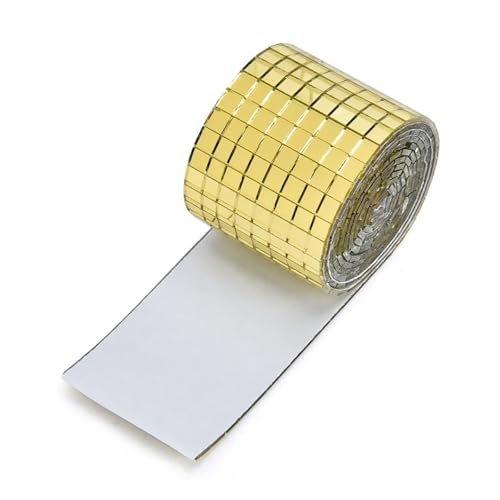 5set Disco Ball Mini Quadratische Mosaik Fliesen Spiegel Wand Aufkleber Dekorative Selbst-Adhesive DIY Zubehör Ein Meter 5x5 Mm Für DIY Basteldekoration(Gold,100x4cm) von WSQHAO