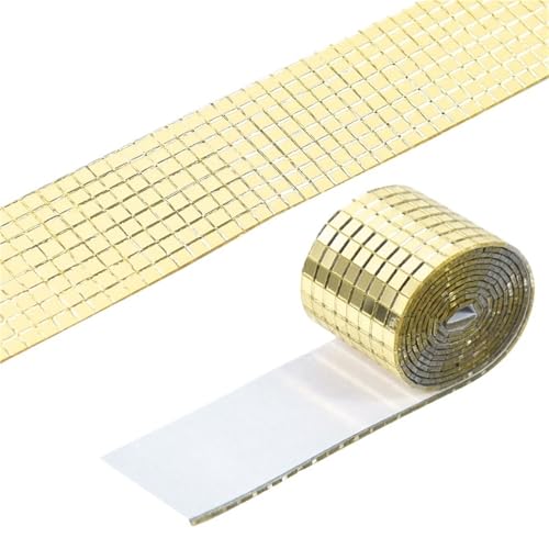 5set Selbstklebende Echtglas Handwerk Mini Quadrat Spiegel Mosaik Fliesen Dekorative DIY Zubehör 5 * 5mm Für DIY Basteldekoration(Gold) von WSQHAO