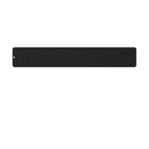 Abtropfmatte Geschirr Ablassen Tischset Silikon Geschirr Trocknen Matte Rutschfeste Waschbecken Tablett Arbeitsplatte Matte Isolierung Pad Organizer Küchenutensilien Teil(Black,55cmX8cm) von WSQHAO