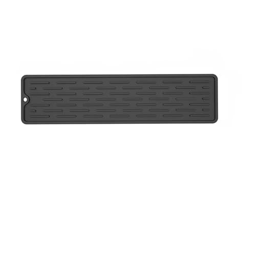 Abtropfmatte Geschirr Silikon-Geschirrkissen, Küchenutensilien-Schutzmatte, rutschfeste Spülbecken-Tablett-Teller-Trocknungskissen-Auflage, Aufbewahrungsbecken-Abflussmatte(Black,35x8cm) von WSQHAO