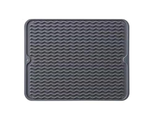 Abtropfmatte Geschirr Silikon-Trockenmatte, Silikon-Geschirr-Trockenmatte, hitzebeständige und rutschfeste Matte, Esstischmatte, Küchen-Abtropfmatte(Gray) von WSQHAO